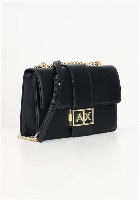 Black women's shoulder bag with metallic AX logo ARMANI EXCHANGE | 9491674F78600020